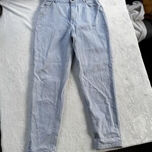 Vintage Lee Jeans Womens 18 Long Light Wash Blue Denim High Rise Tapered USA 90s